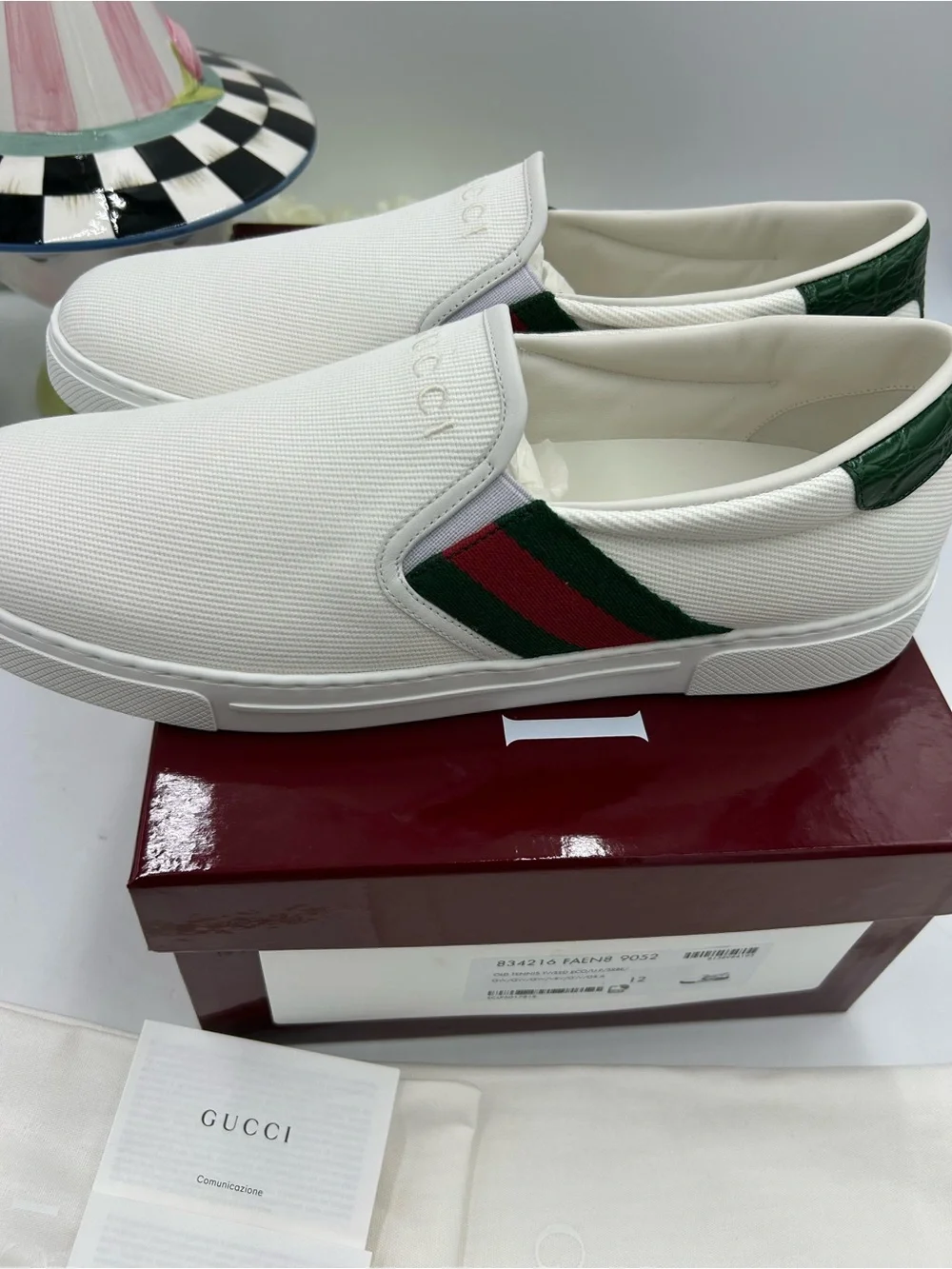 Men's Gucci ace slip on sneaker size 12 fits 13 US made in Italy